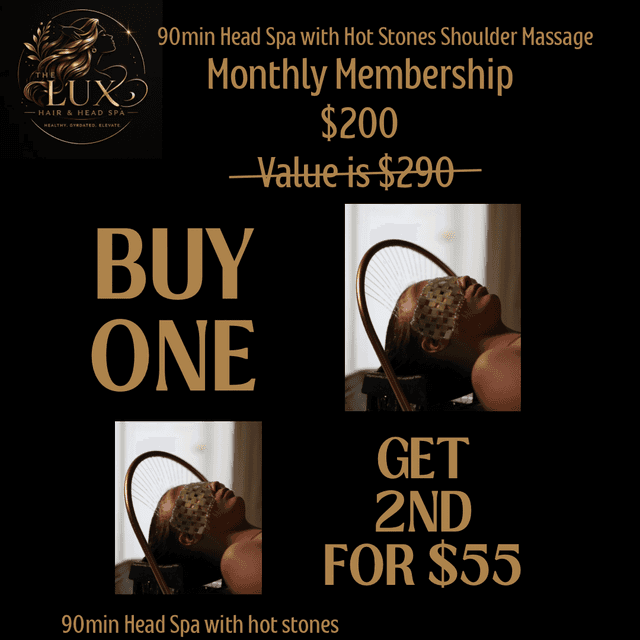 Head Spa Membership buy 1+ 2nd $55 at The Lux Hair Suite in Portsmouth, VA