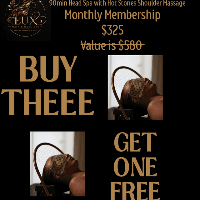 Head Spa Membership buy 3 + 1 free at The Lux Hair Suite in Portsmouth, VA